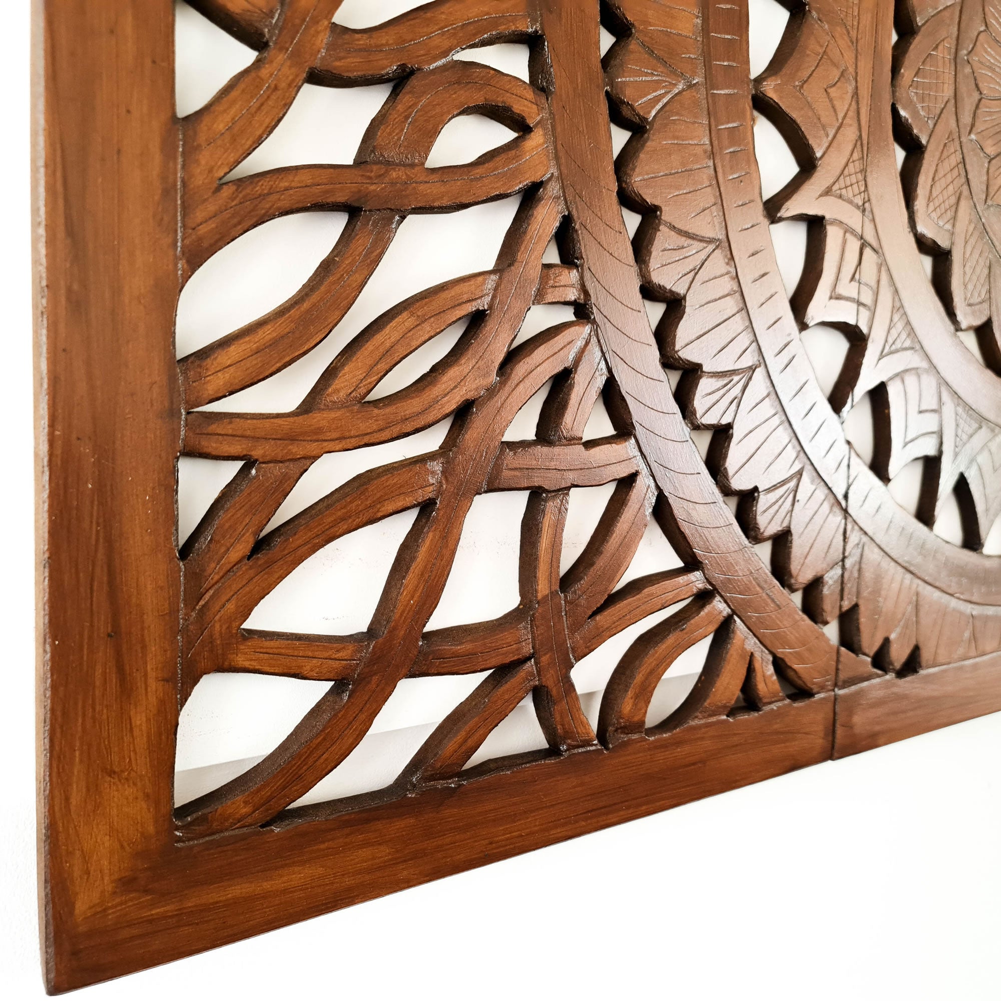 Hand Carved Wooden Decorative Panel Wall Art Large King Queen Bed Headboard Sculpture