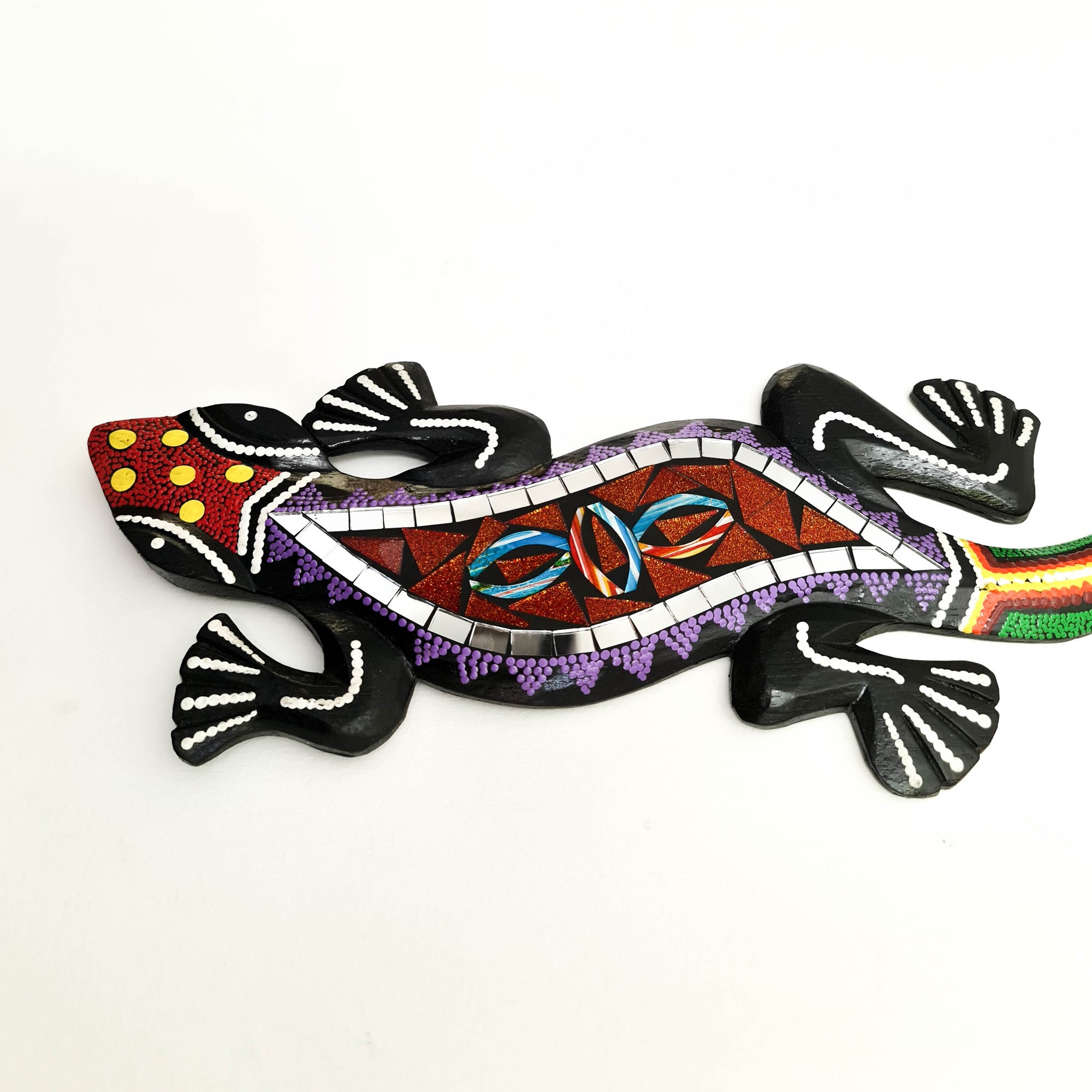 Tropical Wall Hanging - Hand-Carved painted wooden Tropical decoration.