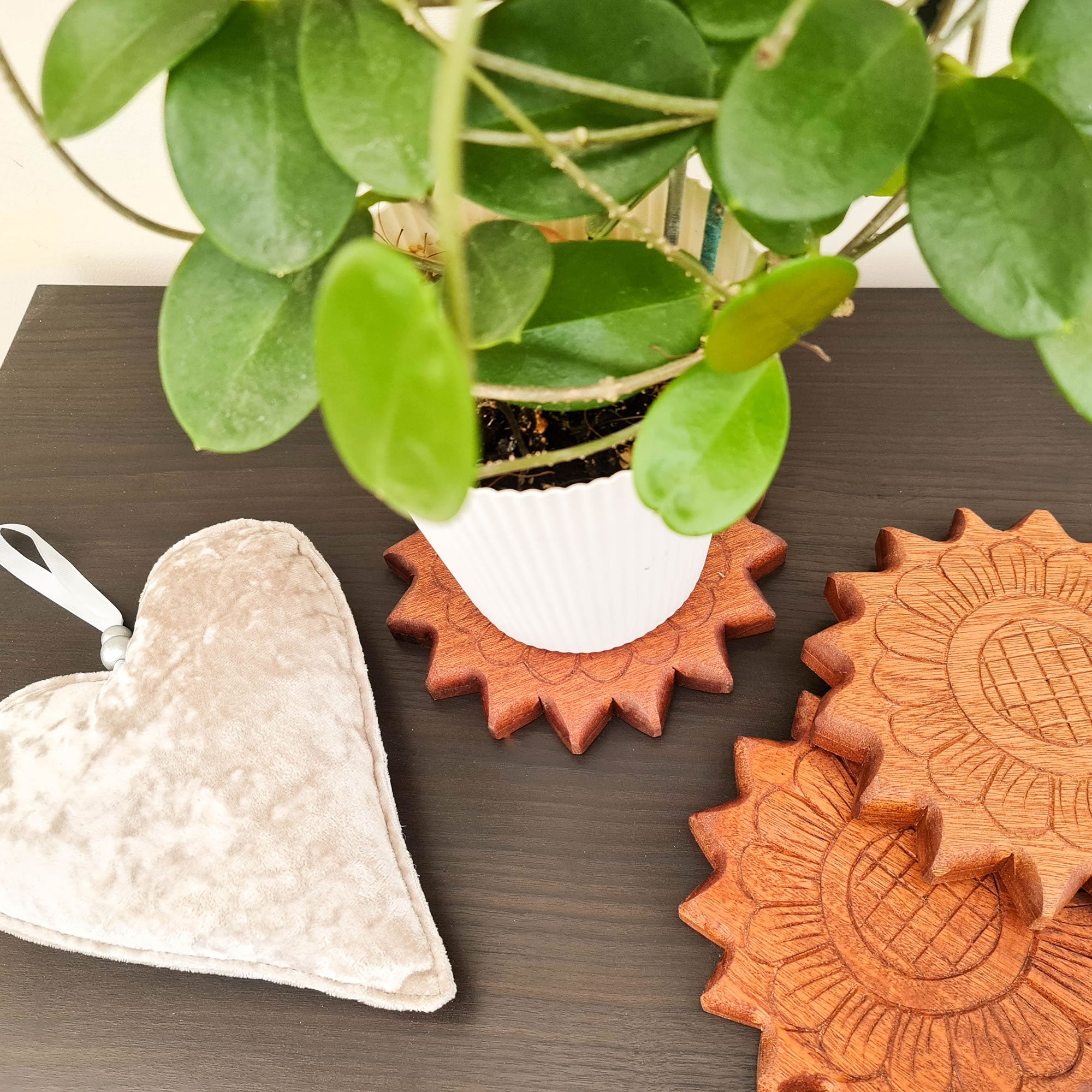 Handmade Carved Wood Coasters Cheese Board Planter Decorative Wall Art Gift