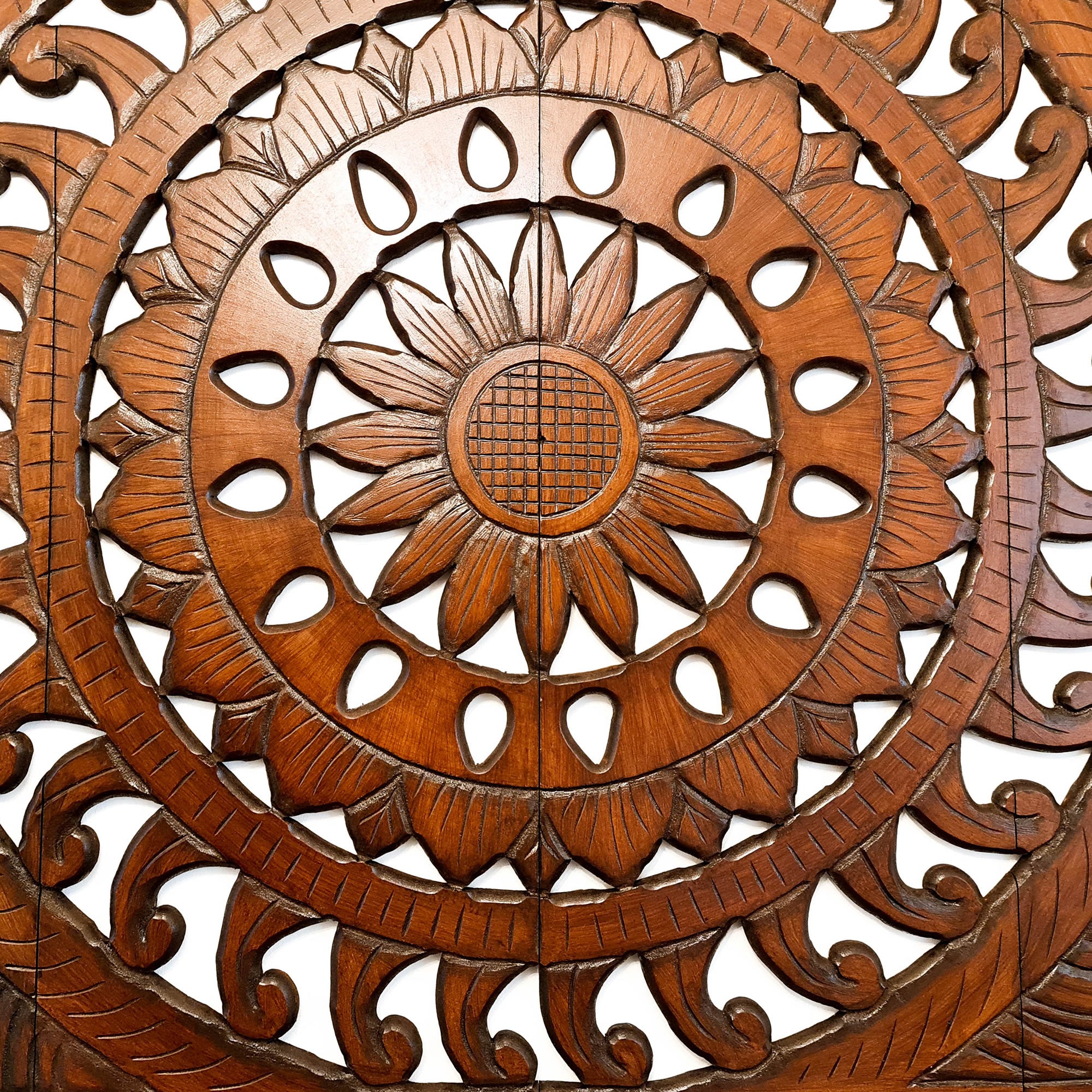 Hand Carved Wooden Wall Art Bed Headboard Large Mandala Easternada