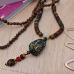 Blessed Buddhist Monk Meditation Beads Wooden Necklace Bohemian - Easternada