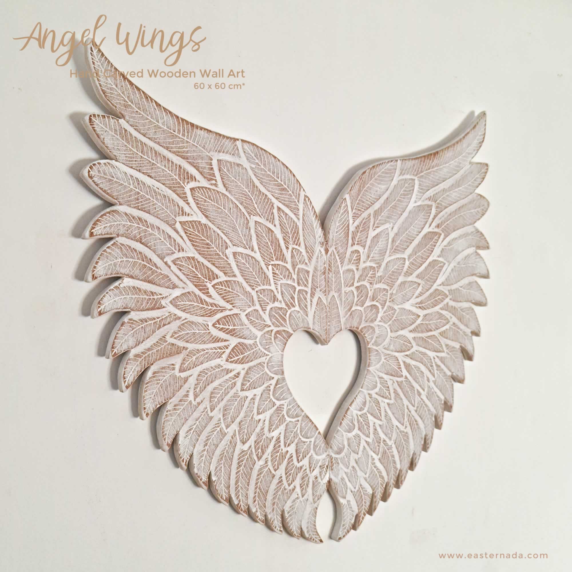 Angel Wings Decoration Sculpture Children Room Decore Headboard White Shabby Chic. Easternada