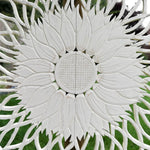 Carved Wooden Wall Art - Large Decorative Mandala Nature Eco Panel Headboard Sculpture 48" inches Round Distressed Shabby Chic White