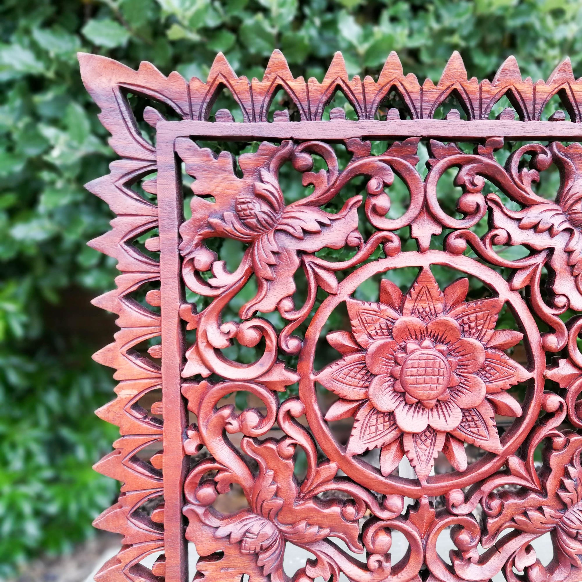 Hand Carved Wooden Decorative Panel Art Sculpture Mandala Yoga Square