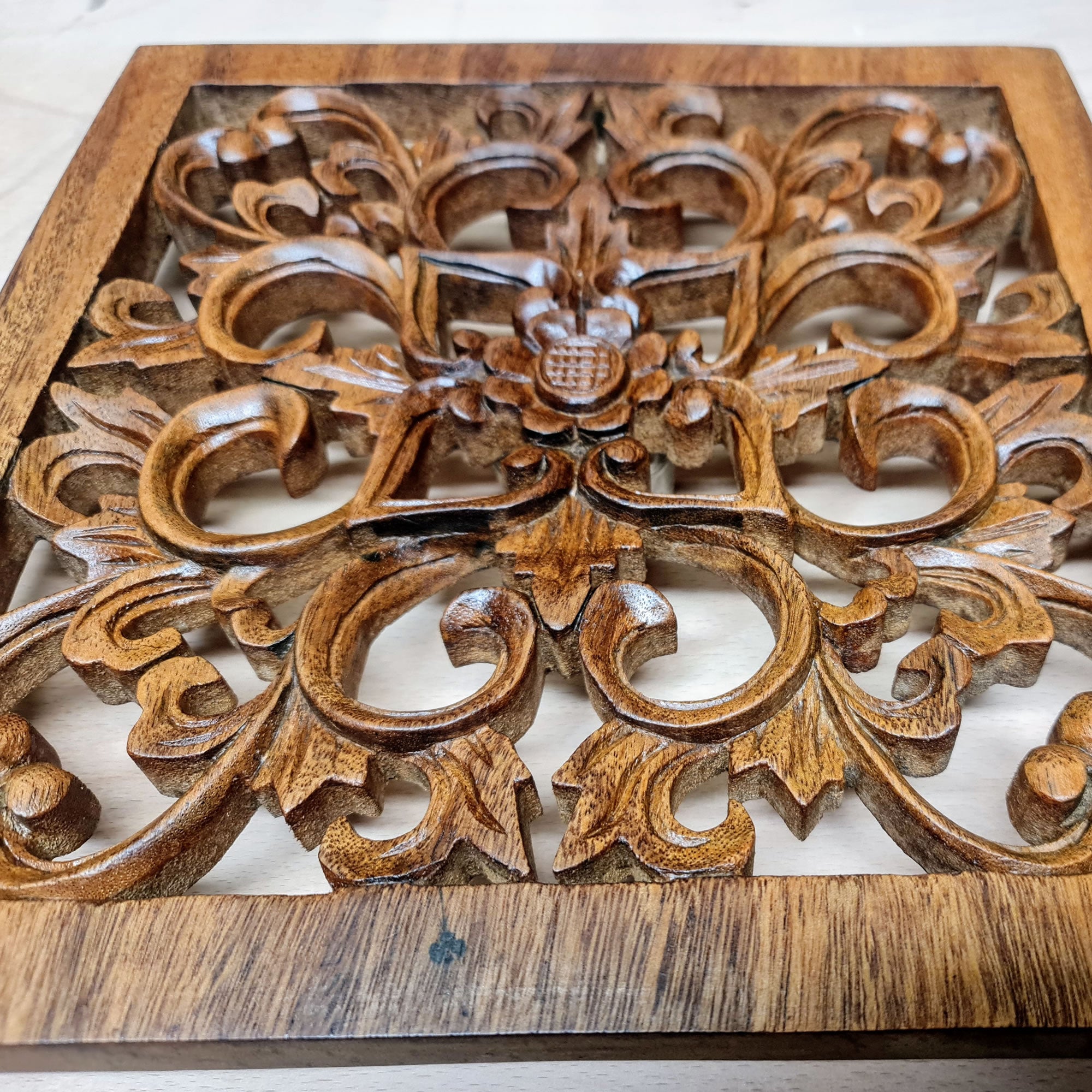 Handmade Carved Wooden Decorative Mandala Wall Art Sculpture Yoga Panel - Easternada