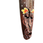 Hawaiian Tiki Mask Wall Hanging - Hand Carved painted wooden Tropical Aboriginal decoration