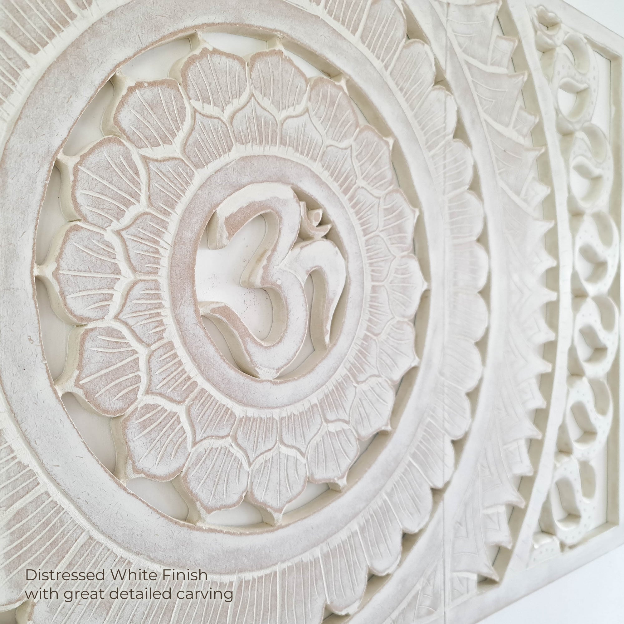 Hand Carved Wooden Wall Art - OM Headboard Decorative Mandala Panel