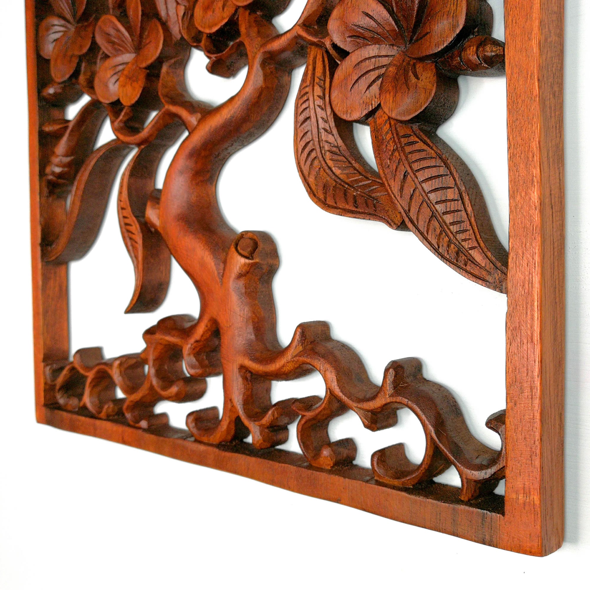 Hand Carved Wooden Decorative Panel Art Sculpture Tree of Hope Life Wealth