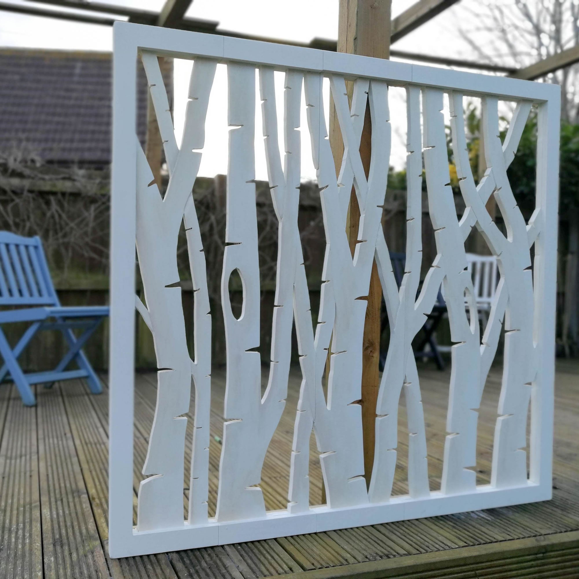 Art mural en bois sculpté - Grande tête de lit décorative en bouleaux