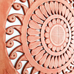 Hand Carved Wooden Wall Art - Large Decorative Mandala Rustic Copper Headboard Sculpture