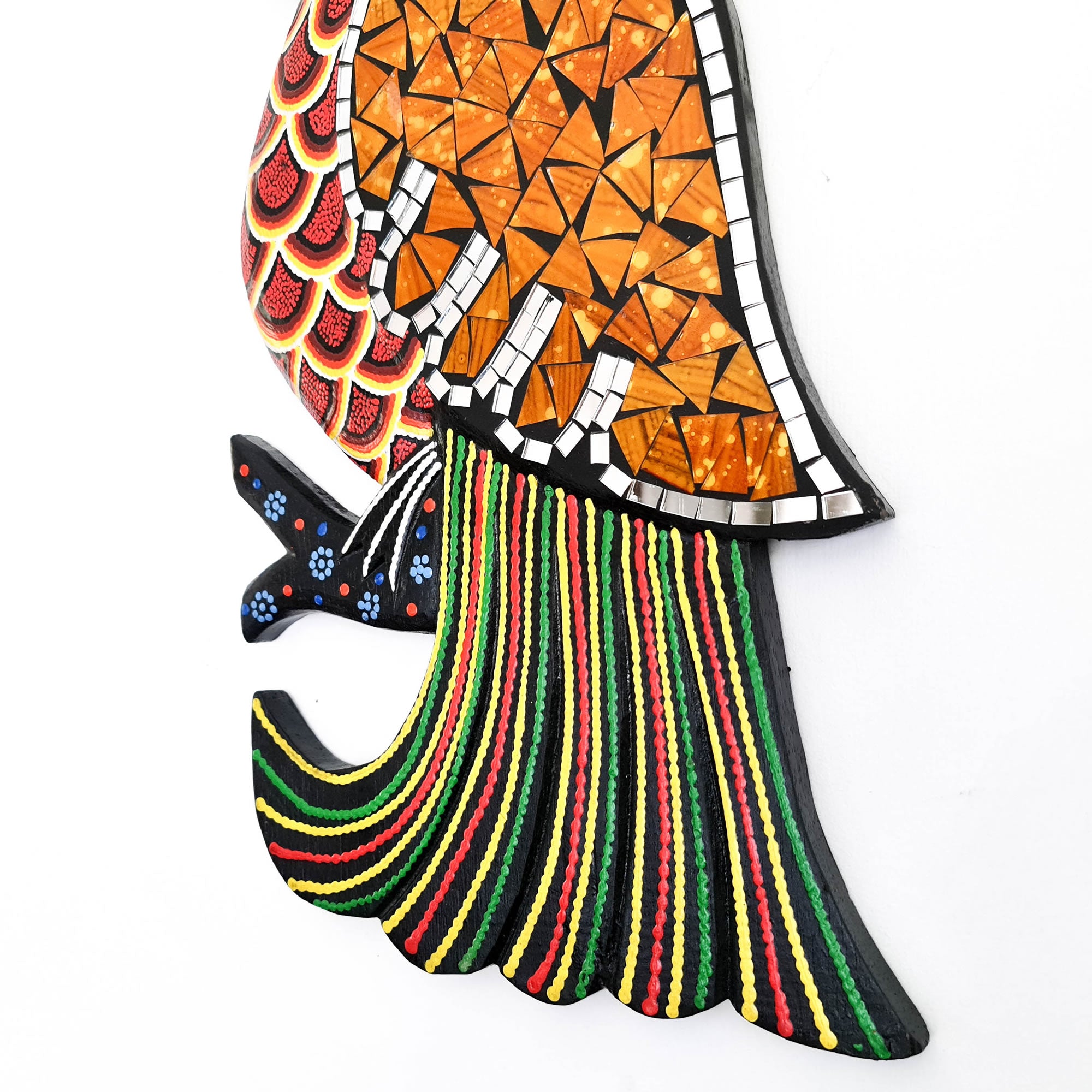 Tropical Wall Hanging - Hand-Carved painted wooden Tropical decoration.