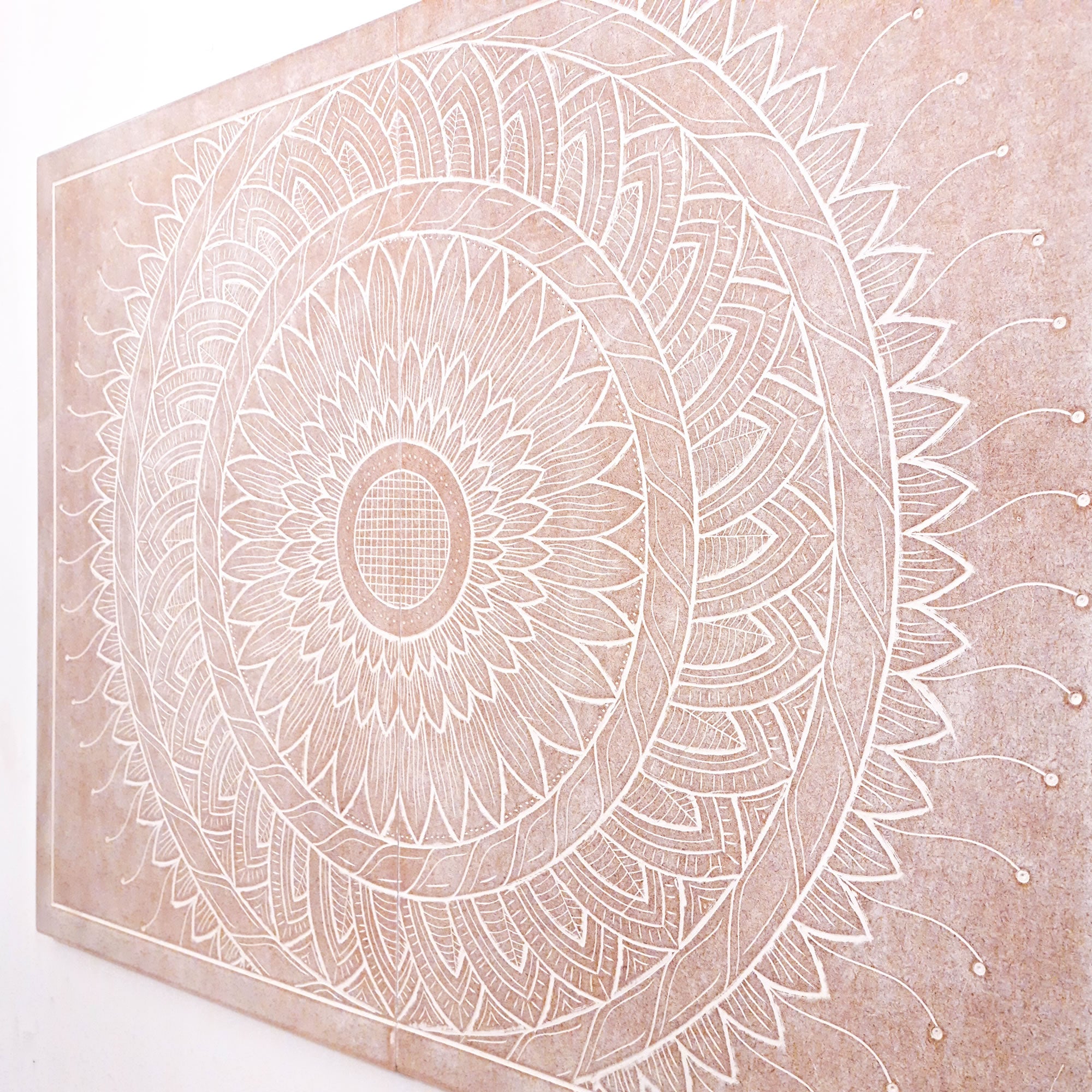 Hand Carved Wooden Wall Art - Headboard Decorative Large Mandala