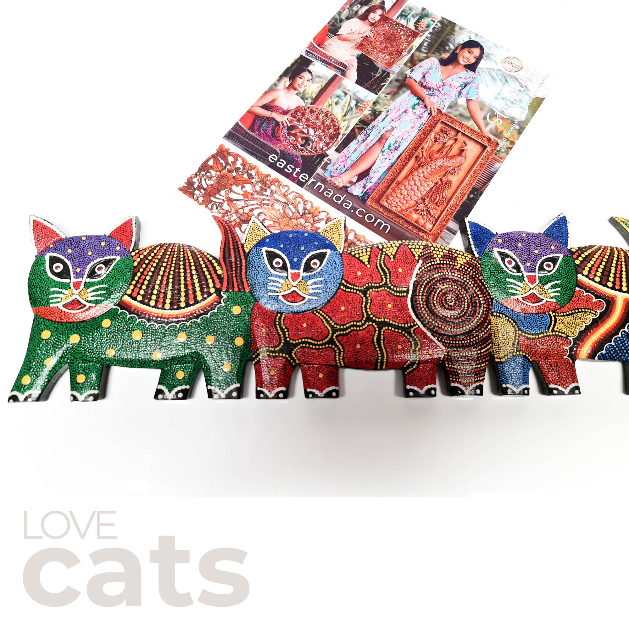 Tropical Wall Hanging - Hand-Carved painted wooden Tropical decoration