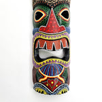 Hawaiian Tiki Mask Wall Hanging - Hand Carved painted wooden Tropical Aboriginal decoration