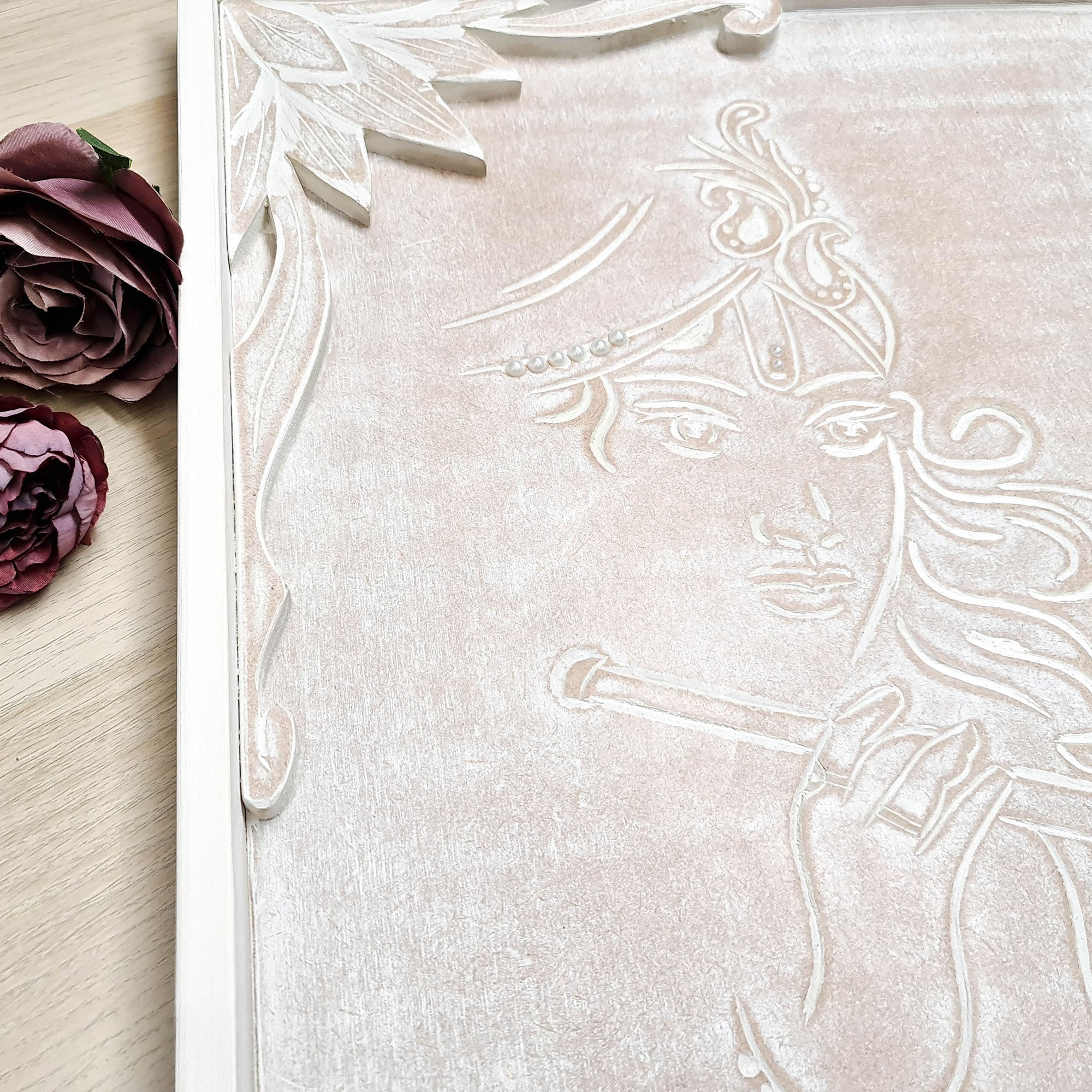 Krishna Hand Carved Wall Art Hindu Mandir Pooja