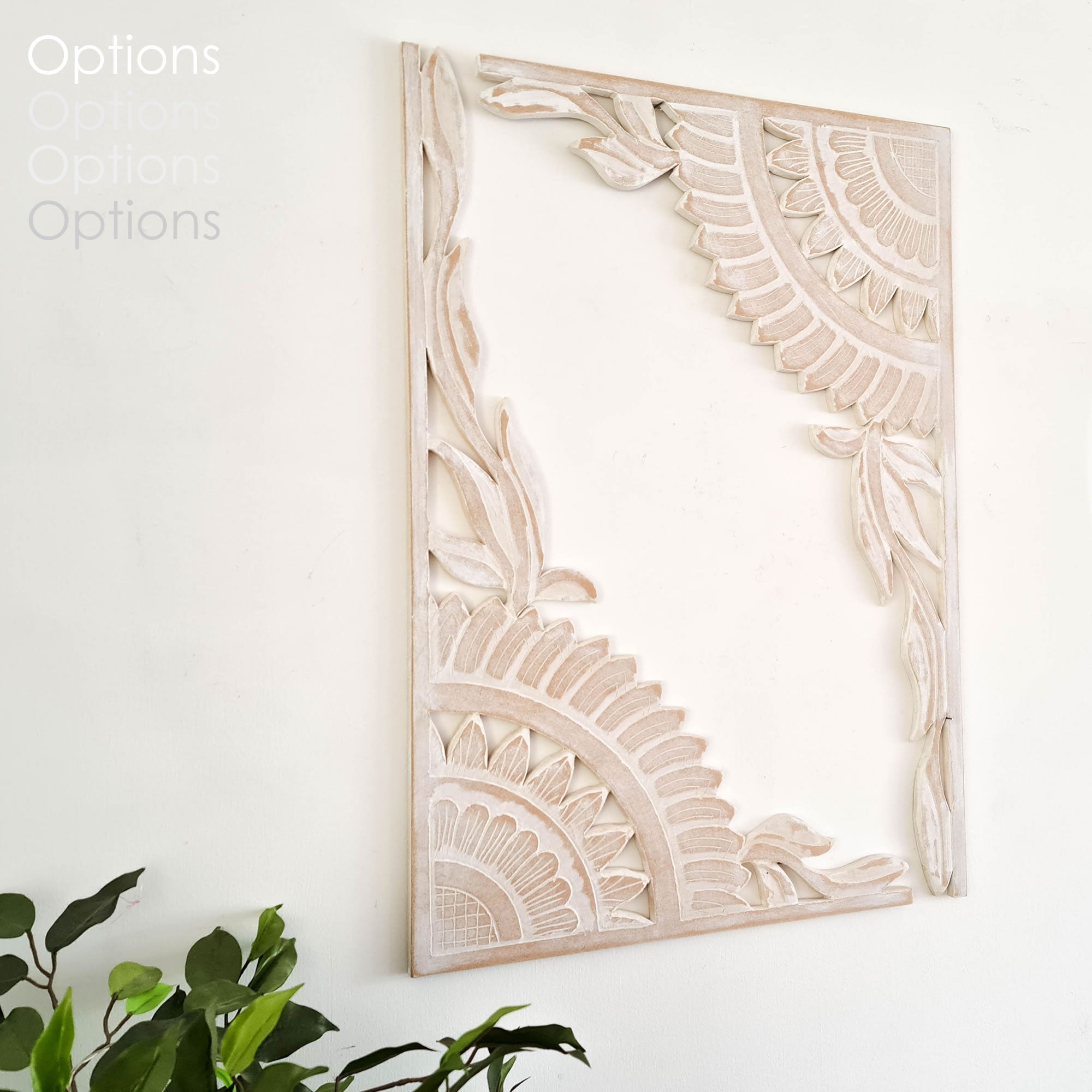 Mandala Art - Handmade Carved Wooden Wall Art Distressed White