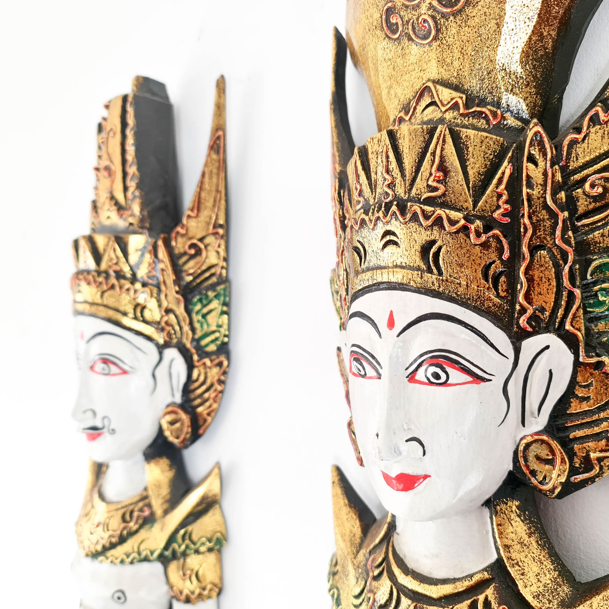 Handmade Carved Wooden Decorative Wall Art Water Goddess Set Large