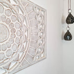 Hand Carved Wooden Wall Art - Large King Headboard Decorative Mandala Panel