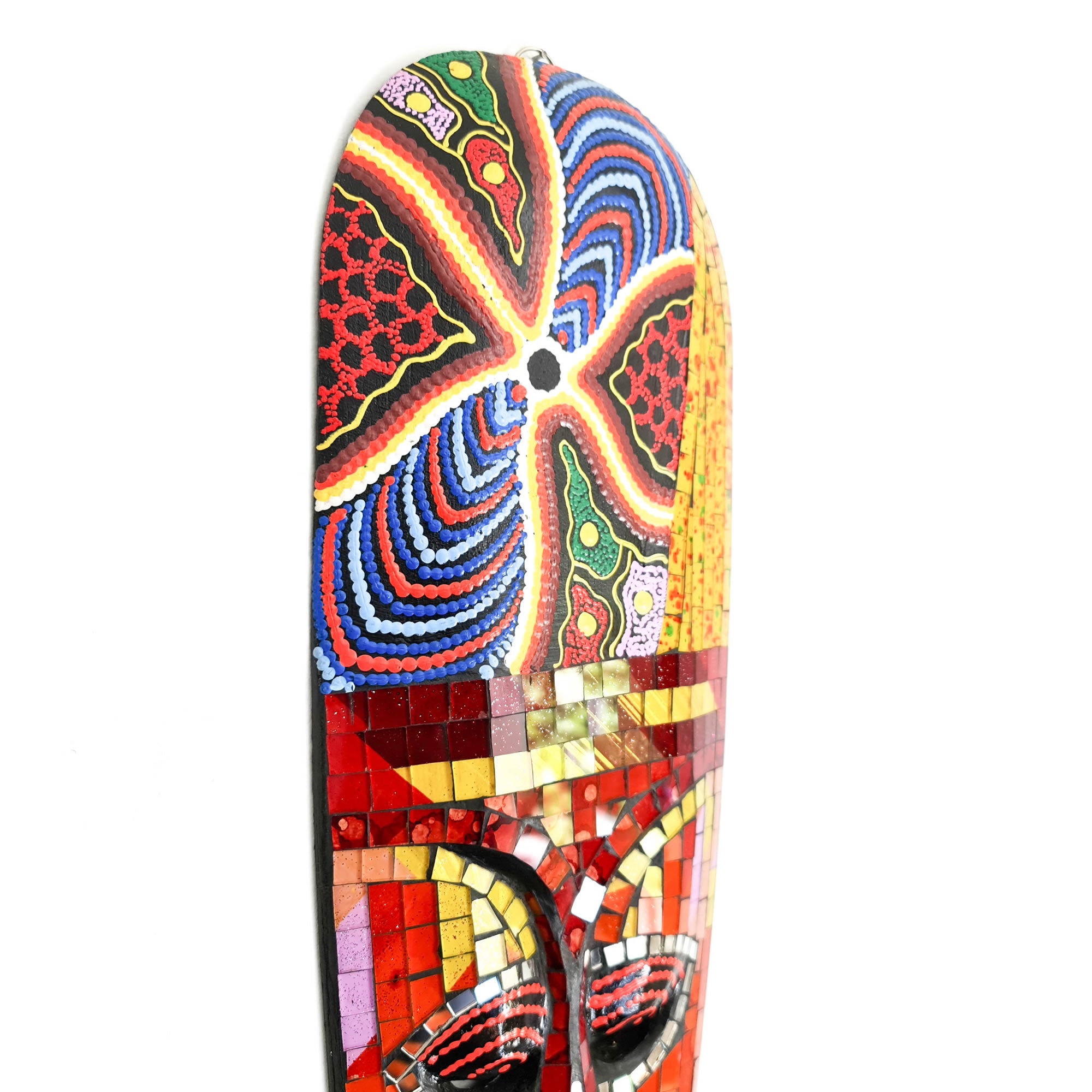 Hawaiian Tiki Mask Wall Hanging - Hand Carved painted wooden Tropical Aboriginal decoration