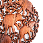 Jungle Elephants Carved Wooden Hand Carved Decorative Panel Sculpture Nature - Easternada A perfect Gift idea