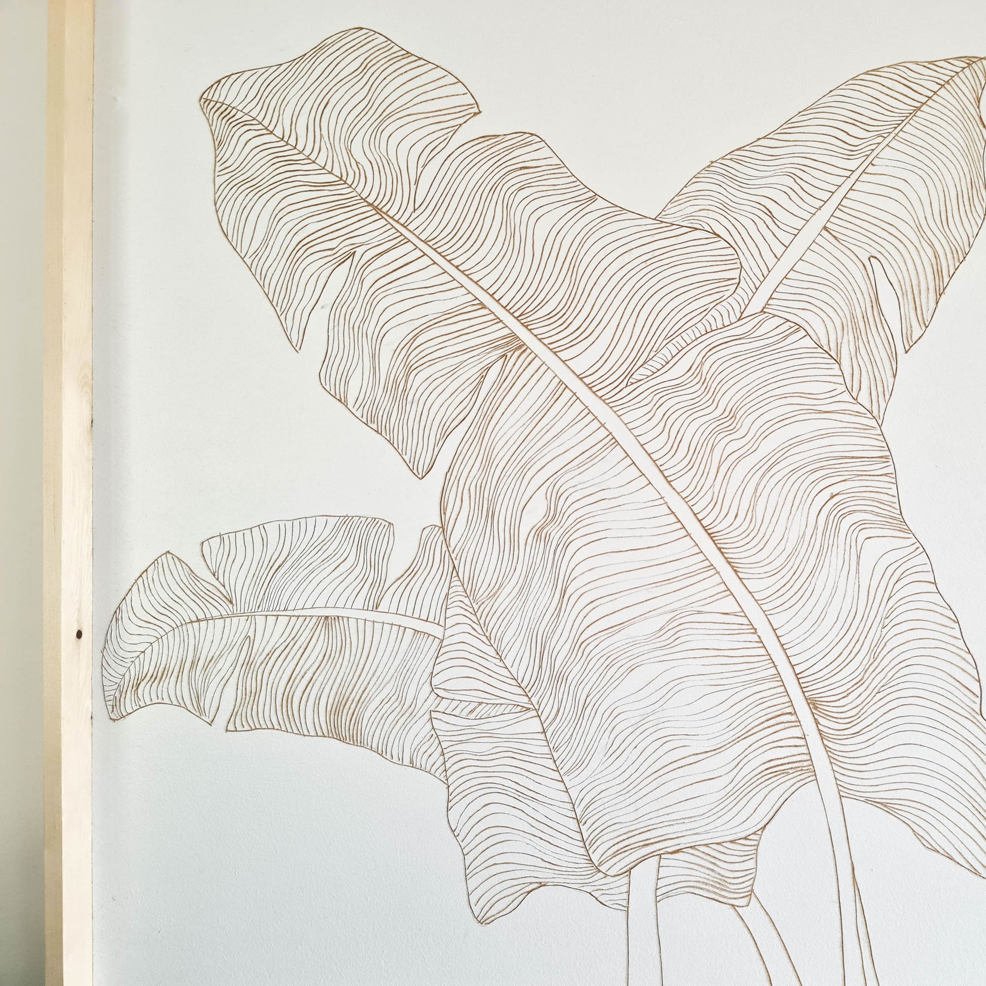 Handmade Carved Wooden Decorative Wall Art Wild Leaves White - Easternada