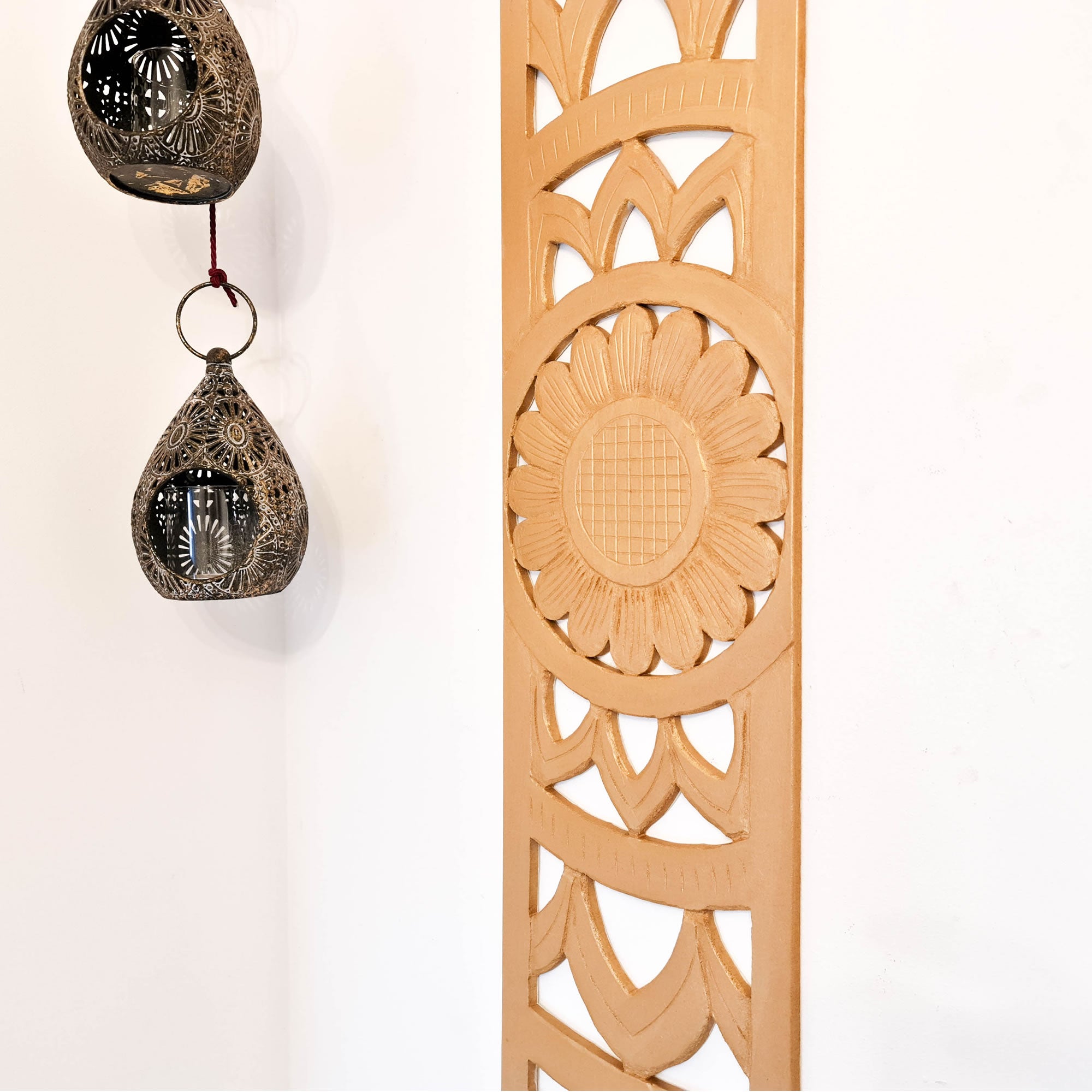 Carved Wooden Decorative Panel Art Sculpture Gold Mandala. Hand crafted by skilled craftsmen this piece is unique and simply amazing