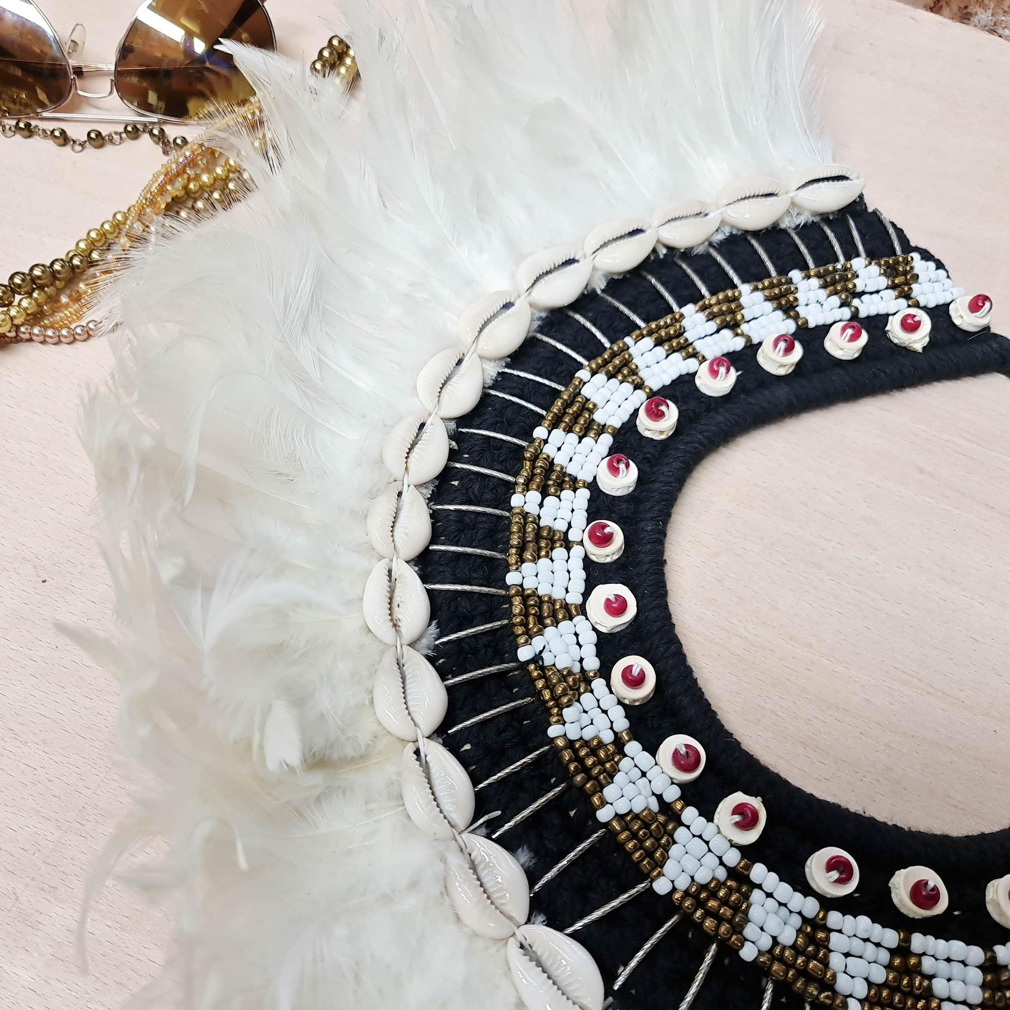 Bohemian Style Feather Sea Shells Handmade Decorative Costume Macrame Necklace Jujuhat - Easternada