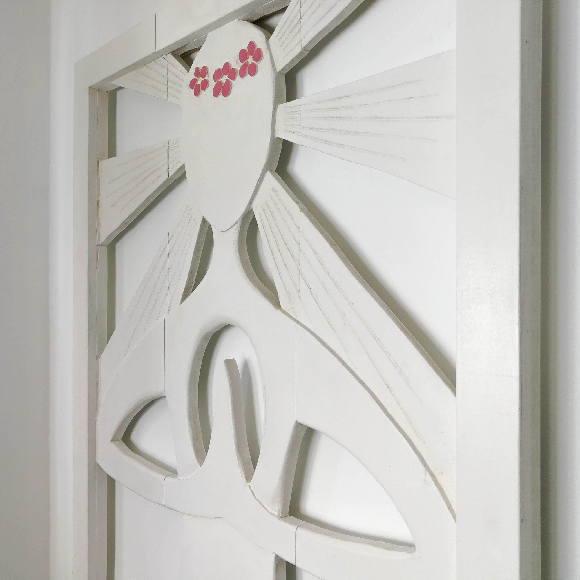 Art mural en bois sculpté - Grande sculpture décorative de tête de lit Namaste Yoga Meditation Panel