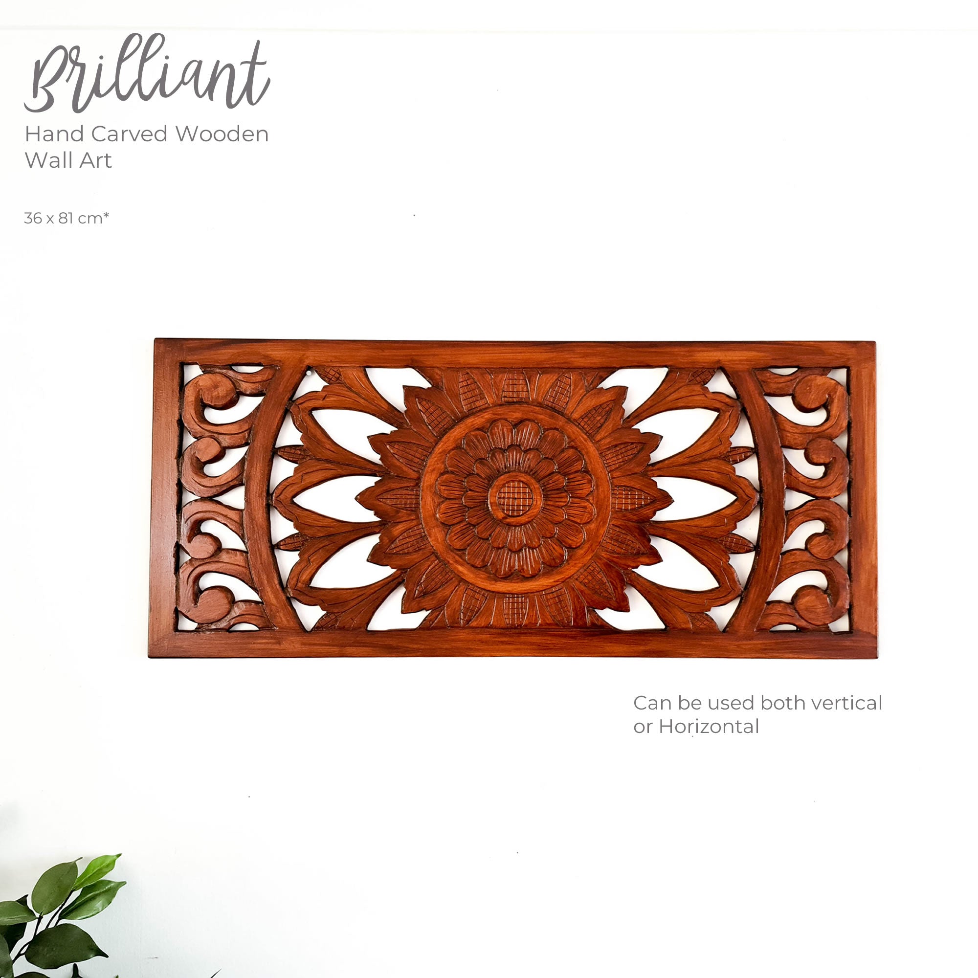 Hand Carved Wooden Wall Art - Decorative Mandala Yoga Walnut Panel