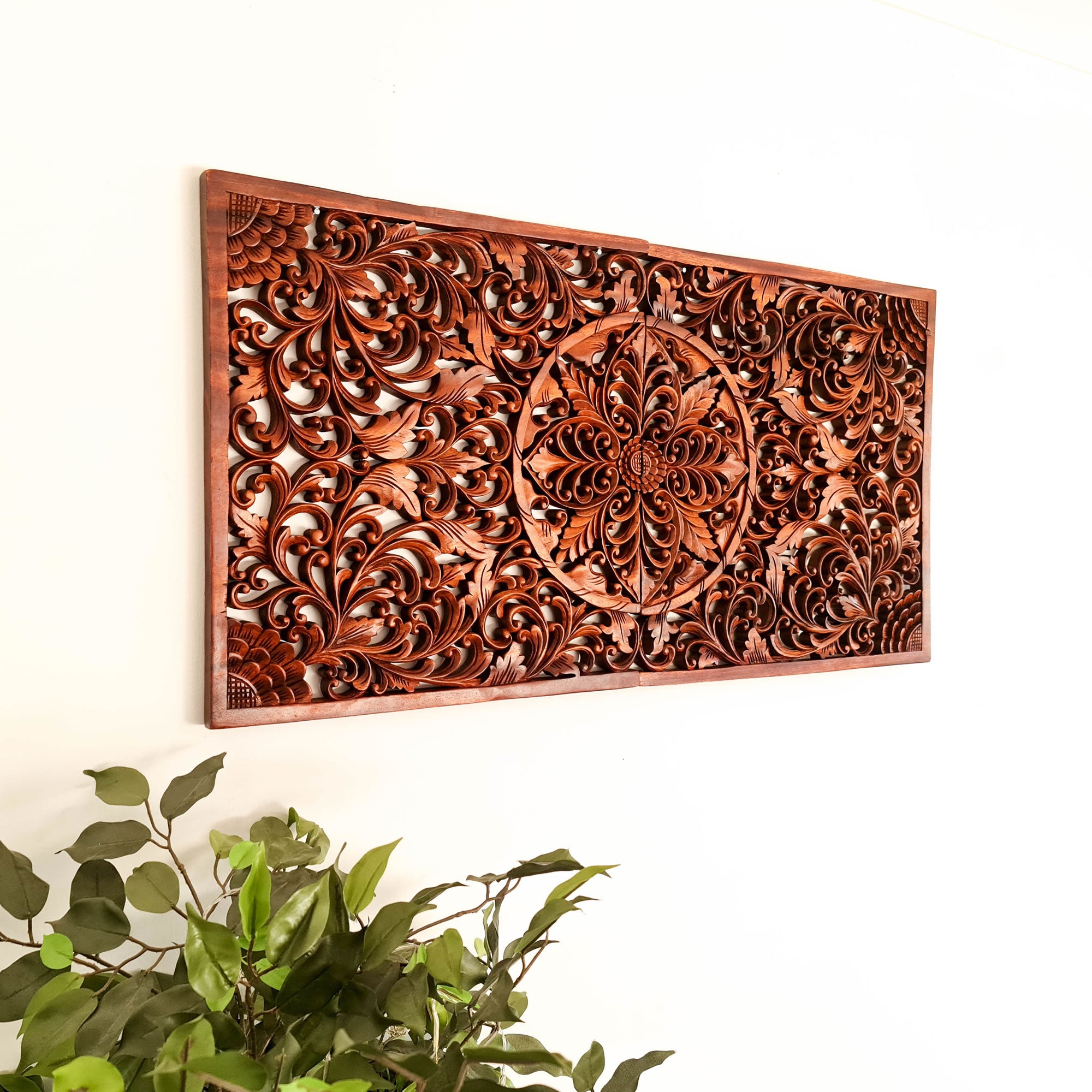 Hand Carved Wooden Wall Art Decoration Headboard Mandala Large. A Stunning addition to your home or be a perfect gift for a loved one. - Easternada