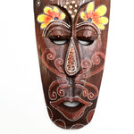 Hawaiian Tiki Mask Wall Hanging - Hand Carved painted wooden Tropical Aboriginal decoration