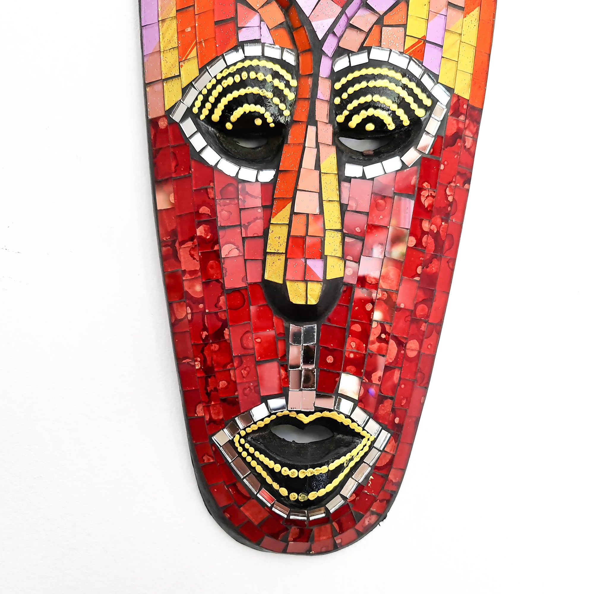 Hawaiian Tiki Mask Wall Hanging - Hand Carved painted wooden Tropical Aboriginal decoration