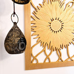 Art Deco Golden Sunflower - Handmade Carved Wooden Wall Art Headboard
