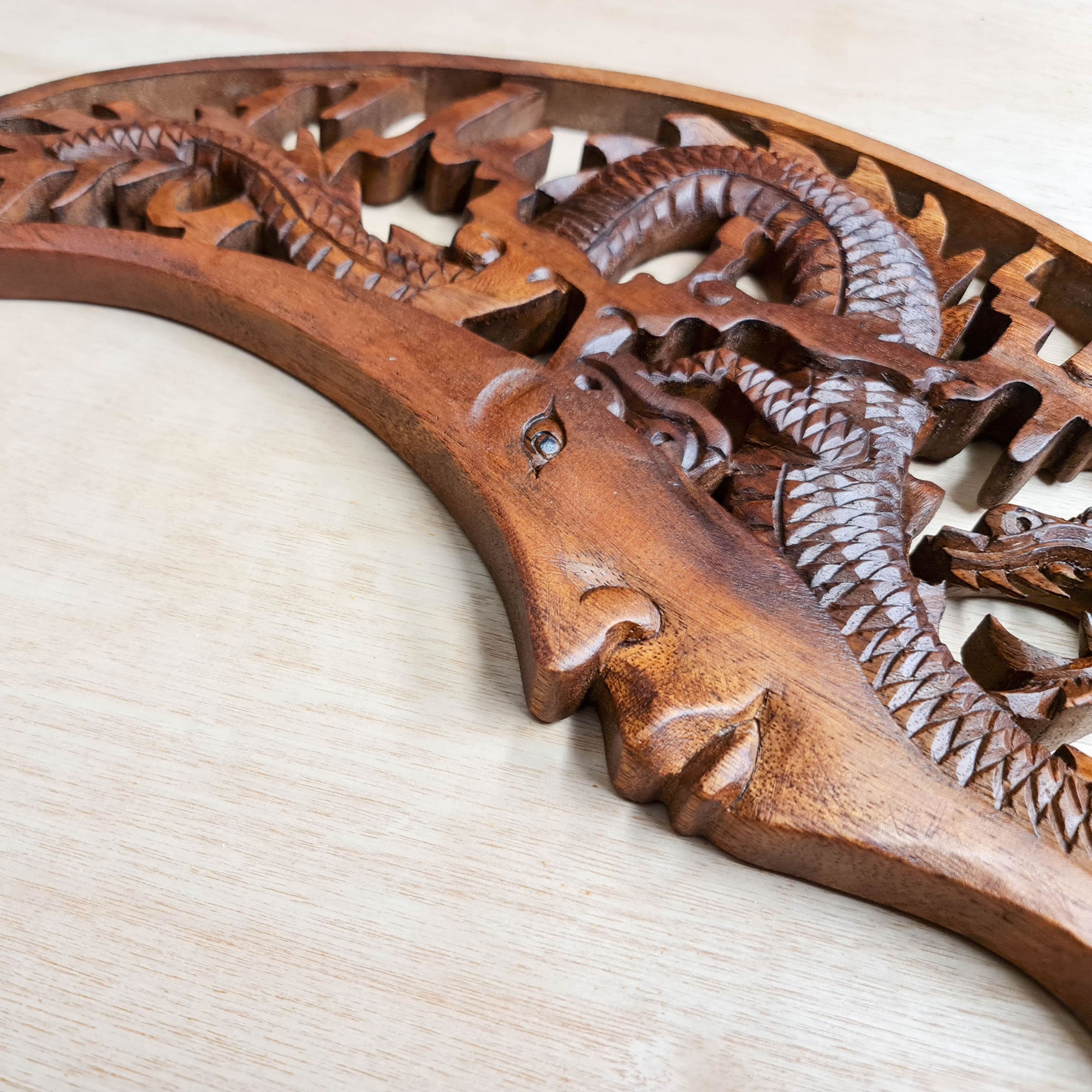 Tarot Astrology Card Reading Positive Energy Crystals Moon Dragon Hand Carved Wooden Decorative Sculpture Art Easternada