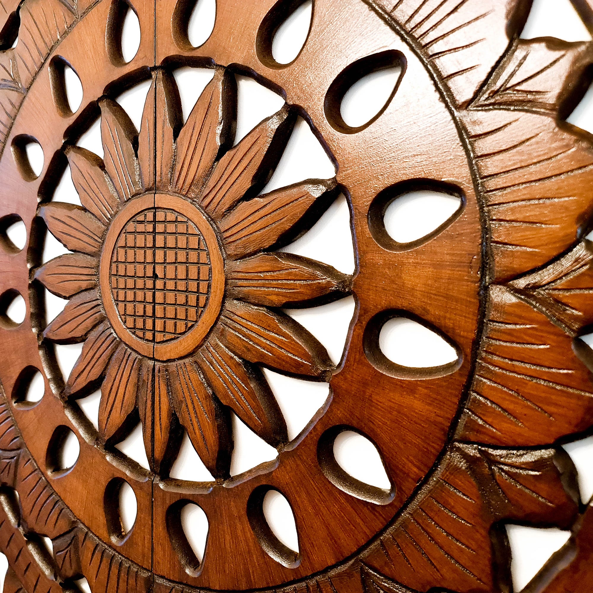 Hand Carved Wooden Wall Art Bed Headboard Large Mandala Easternada