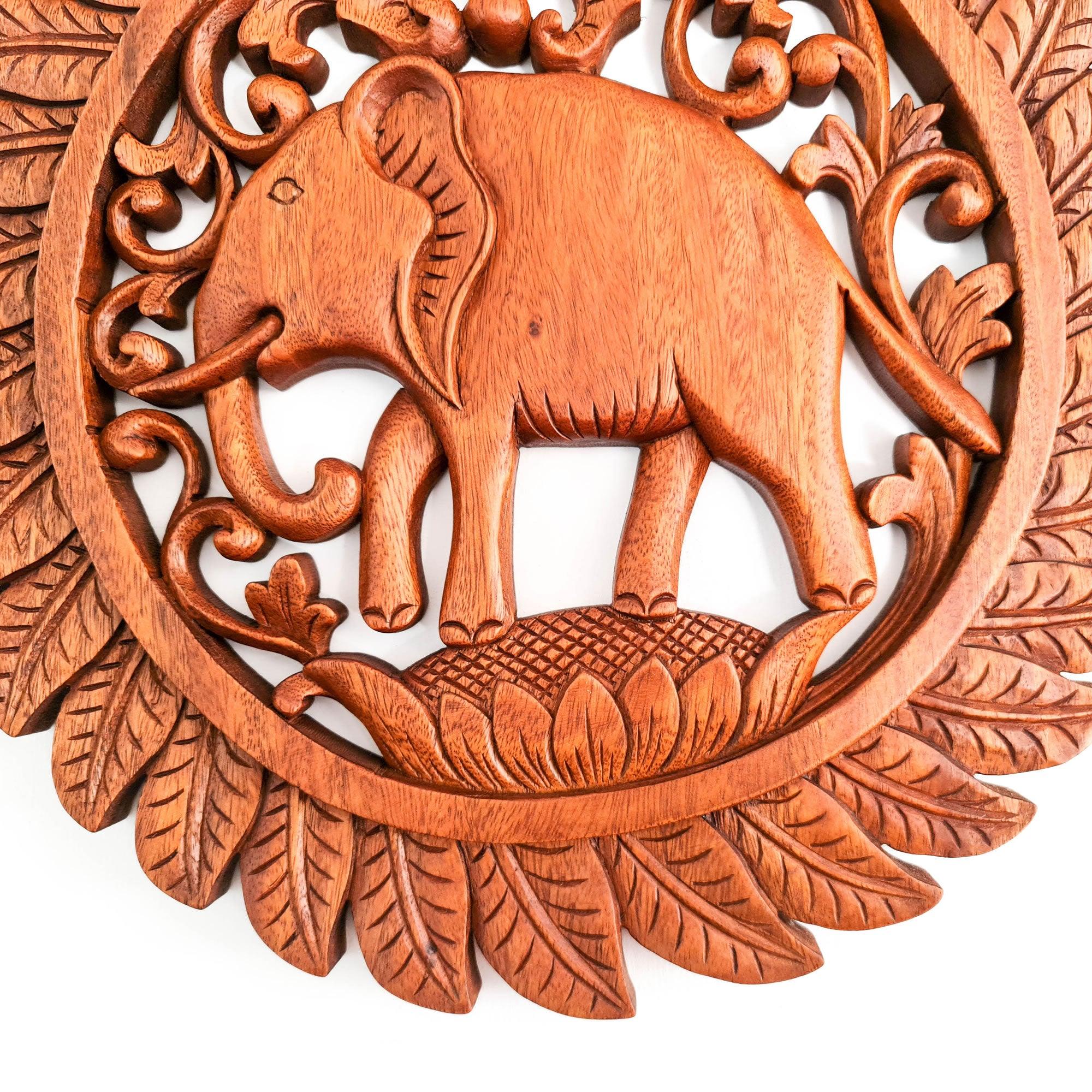 Jungle African Elephant Hand Carved Wooden Wall Art Decoration Panel Sculpture Nature - Easternada A perfect Gift idea