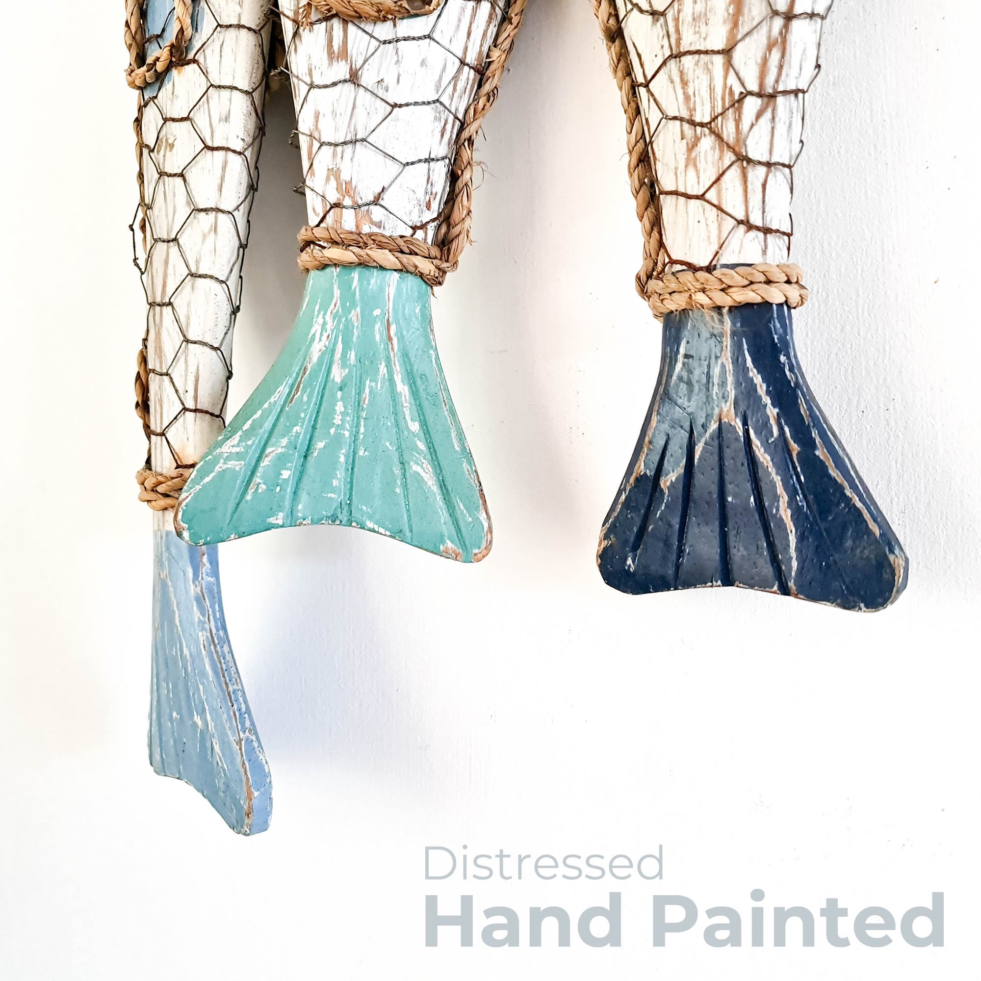 Tropical Fishes Wall Hanging - Hand-Carved painted wooden Tropical Beach Surf decoration