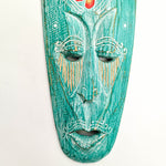 Hawaiian Tiki Mask Wall Hanging - Hand Carved painted wooden Tropical Aboriginal decoration