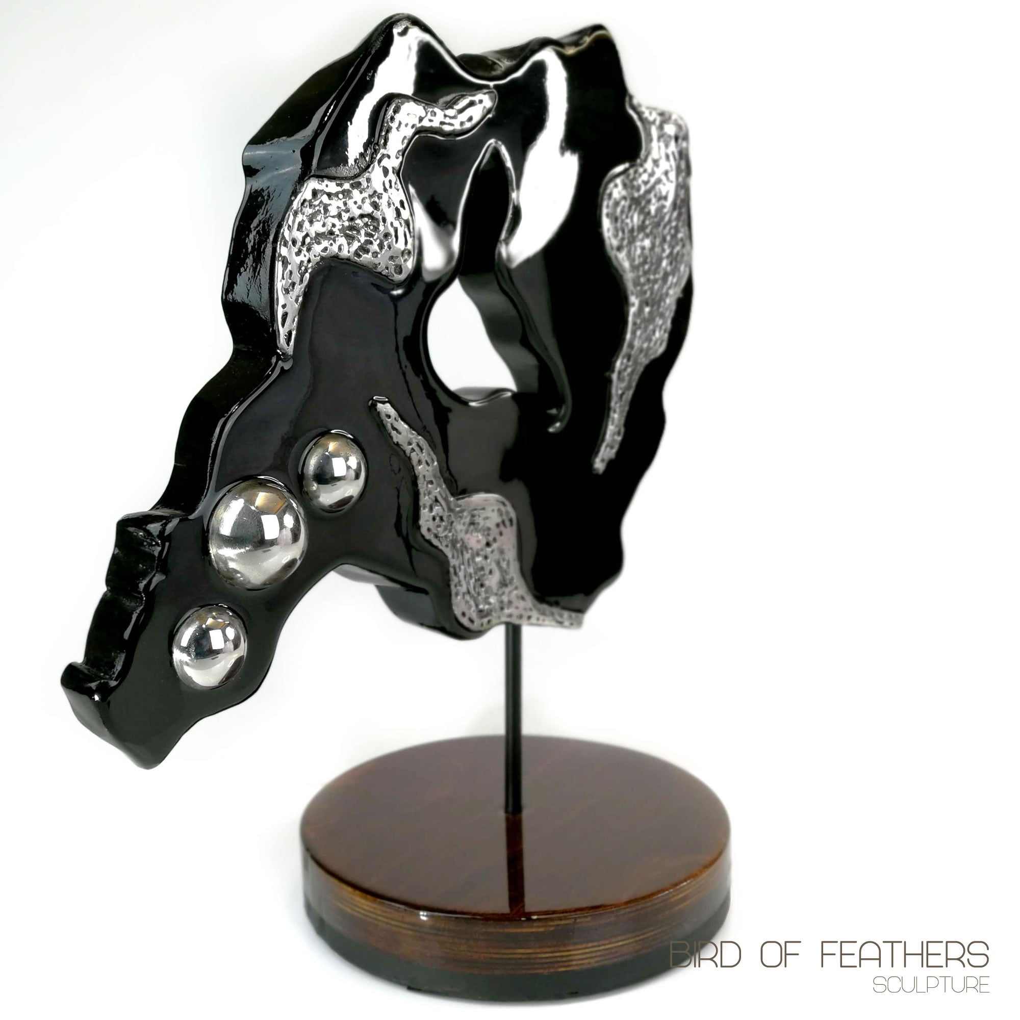 Hand made Decorative Solid Wood and Stainless Steel Sculpture - Easternada