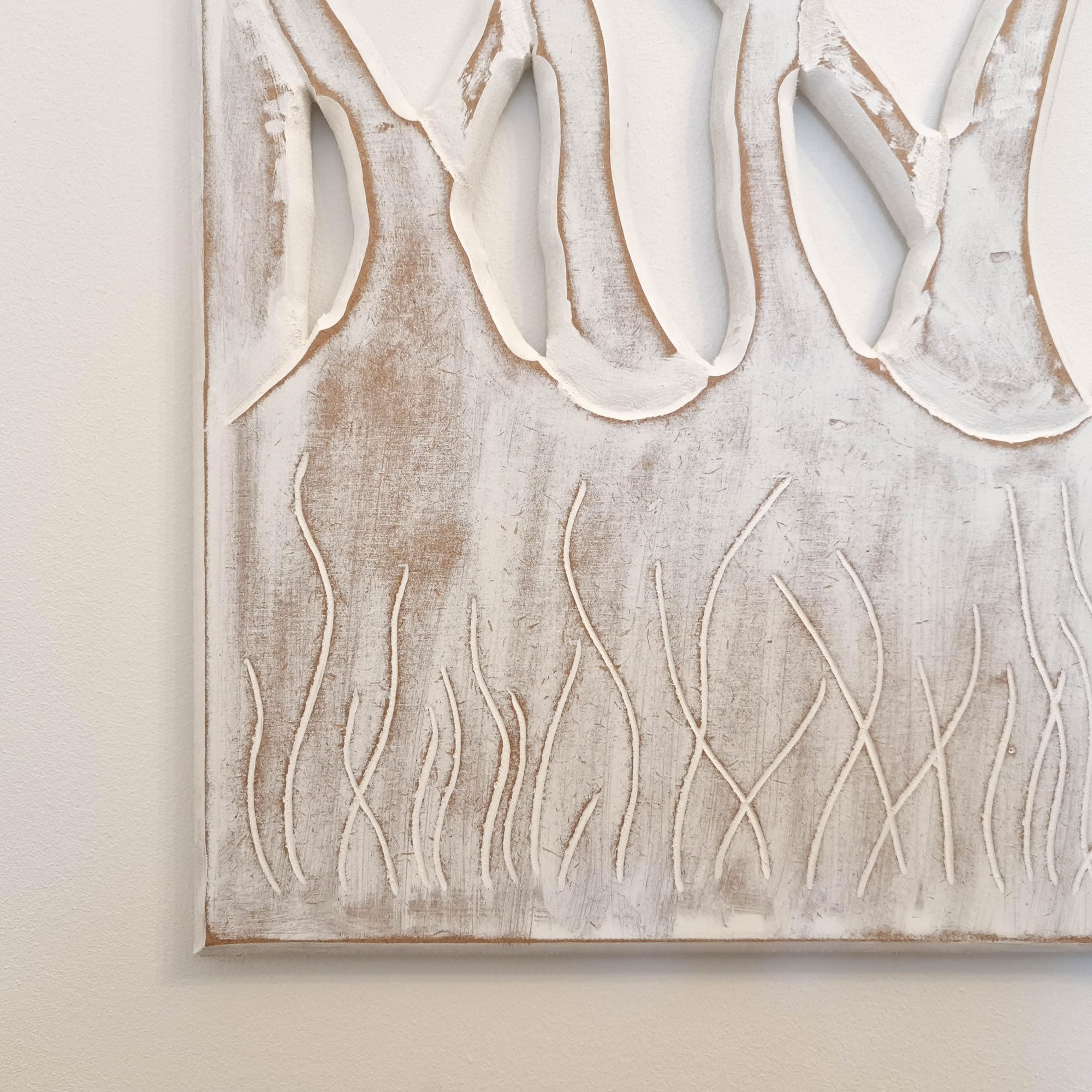 Hand Carved Wooden Wall Art - Large Headboard Decorative Flowers Panel Distressed White Shabby Chic