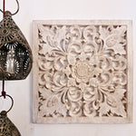 Bohemian Decorative Wall Art Sculpture Room Decore Headboard Mandala Distressed White Shabby Chic | Easternada