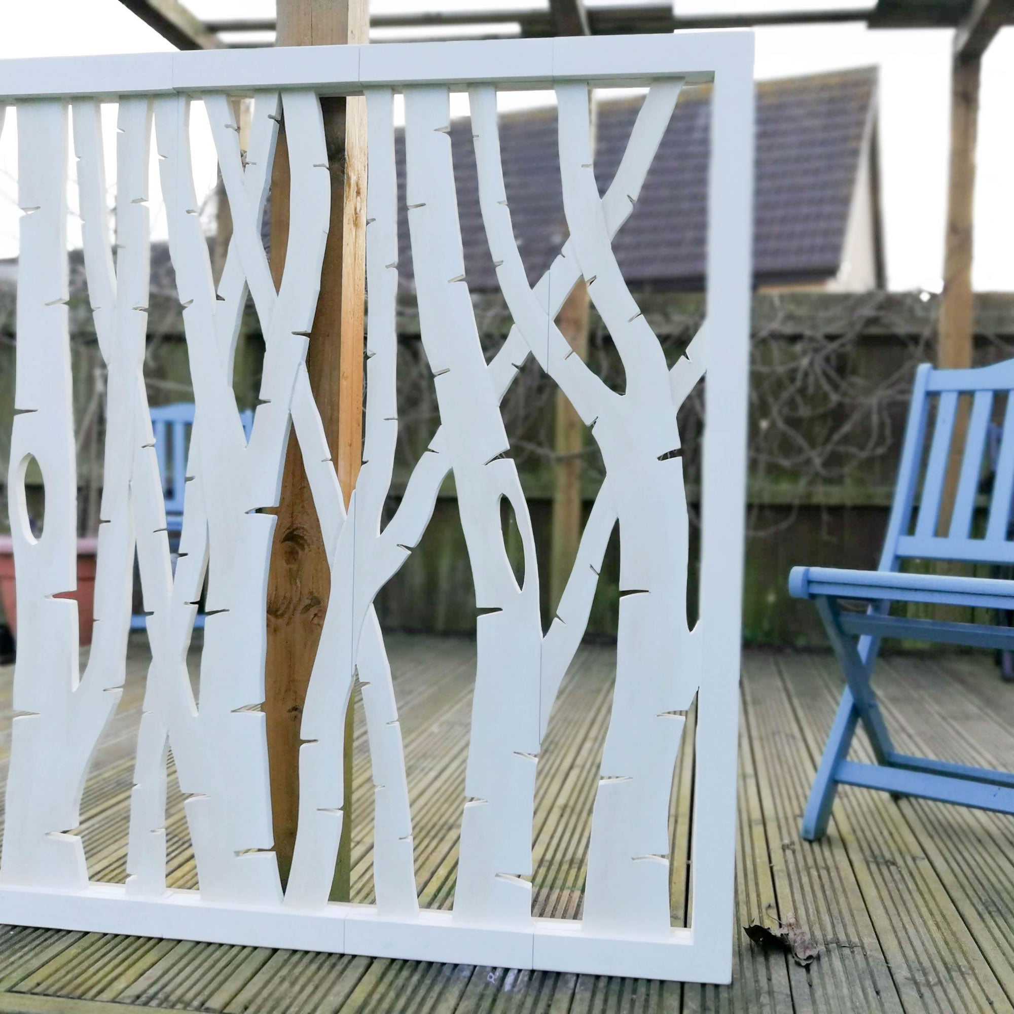 Art mural en bois sculpté - Grande tête de lit décorative en bouleaux