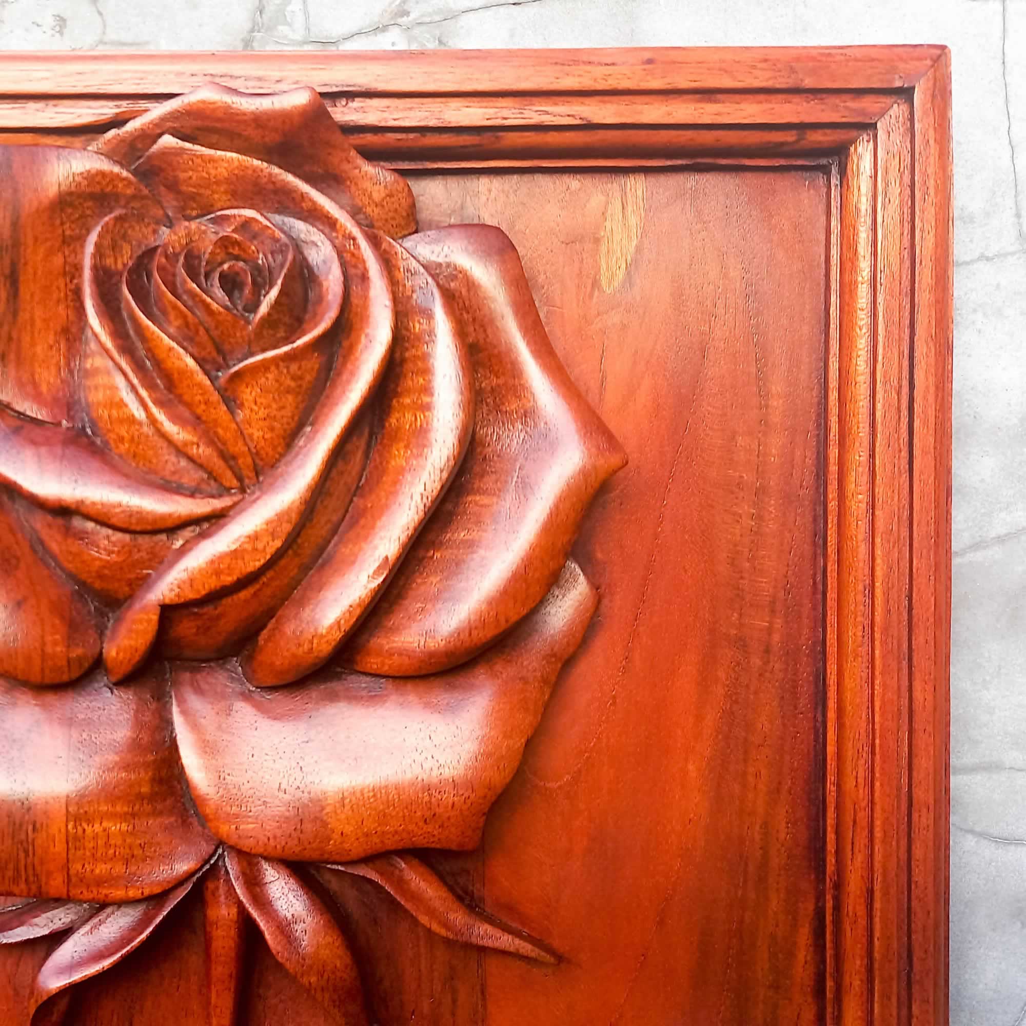 Love Rose Hand Carved Wooden Wall Art Sculpture Decoration Nature Garden - Perfect Valentine Christmas Gift. easternada.com