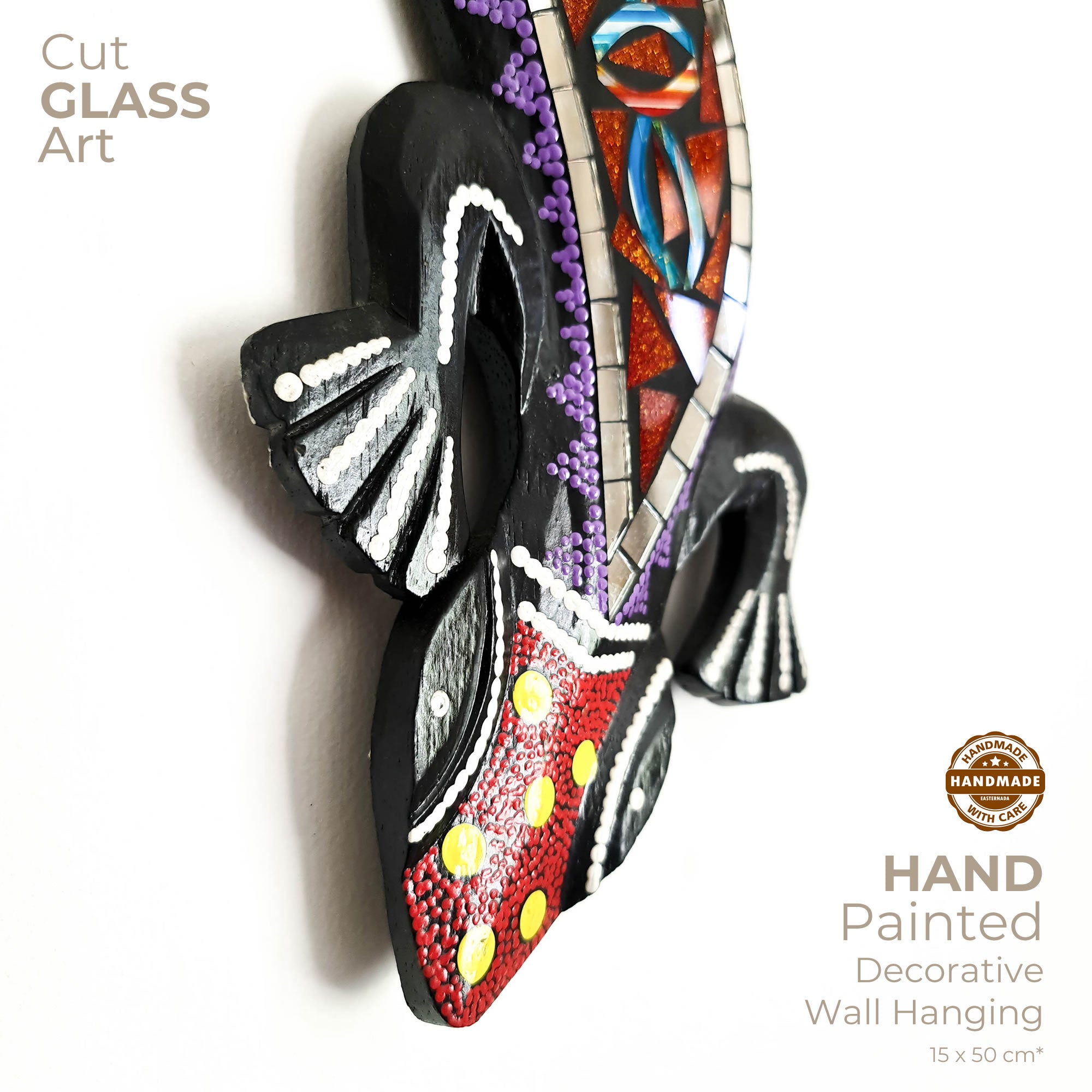 Tropical Wall Hanging - Hand-Carved painted wooden Tropical decoration.