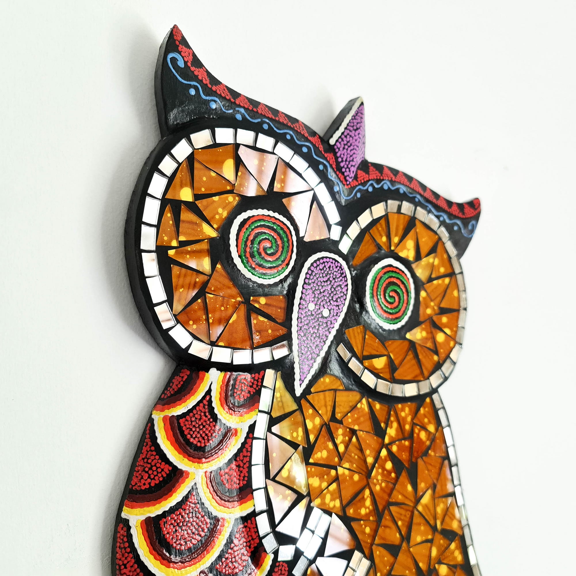 Tropical Wall Hanging - Hand-Carved painted wooden Tropical decoration.