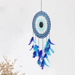 A beautiful Nazar Turkish Evil Eye Handmade Bohemian Macramé Beads Dream Catcher Car Wall Hanging Decoration Art, a perfect gift. A unique piece with subtle colors and beads to give an elegant touch