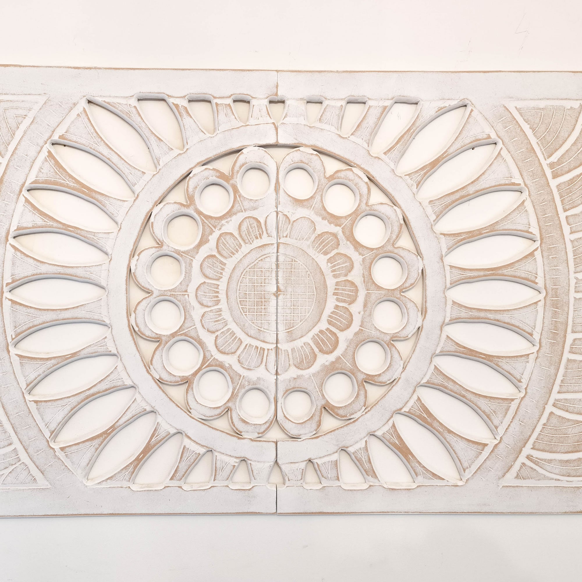 Hand Carved Wooden Wall Art - KING Headboard Decorative Mandala