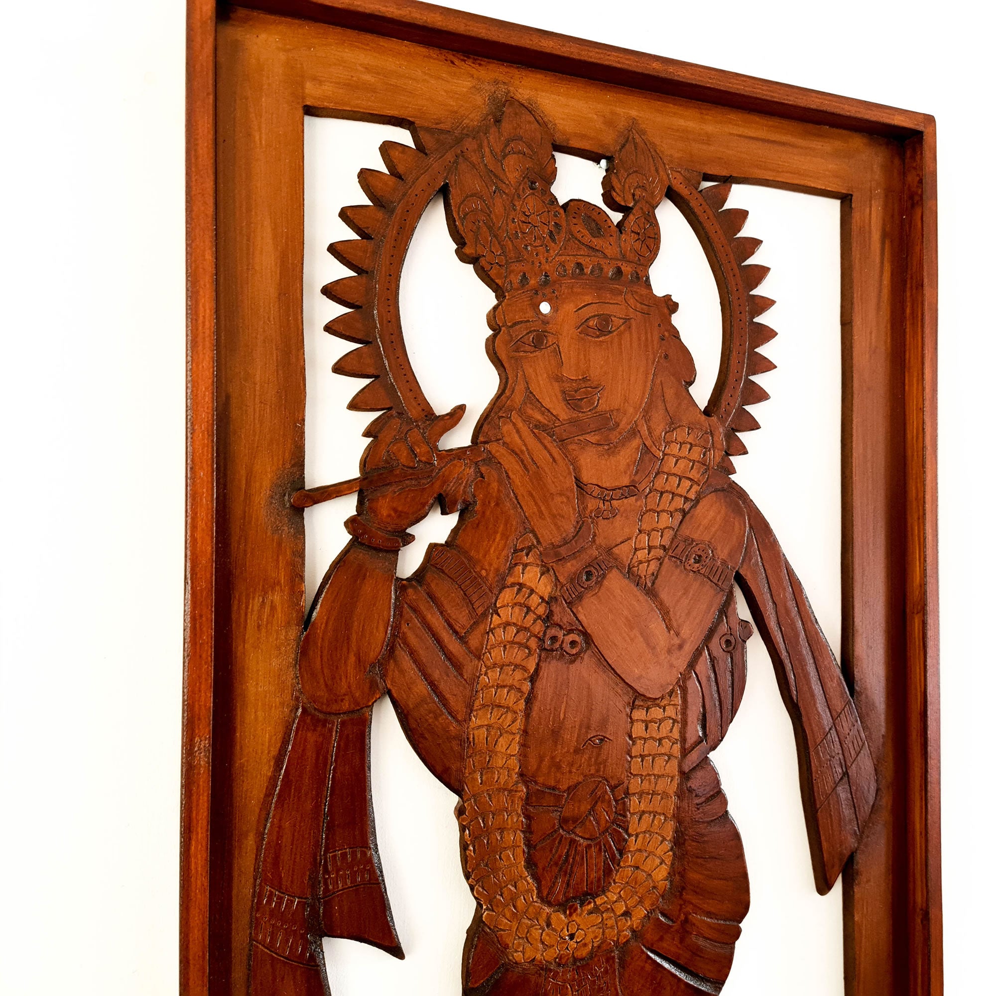 Krishna Hand Carved Wall Art Hindu Mandir Pooja