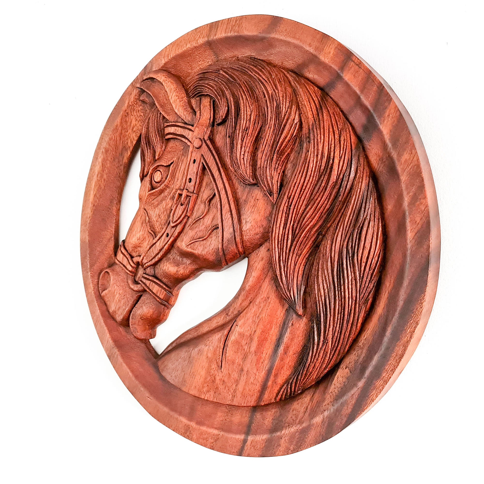 Cadeau de décoration d'équitation d'art mural en bois sculpté à la main