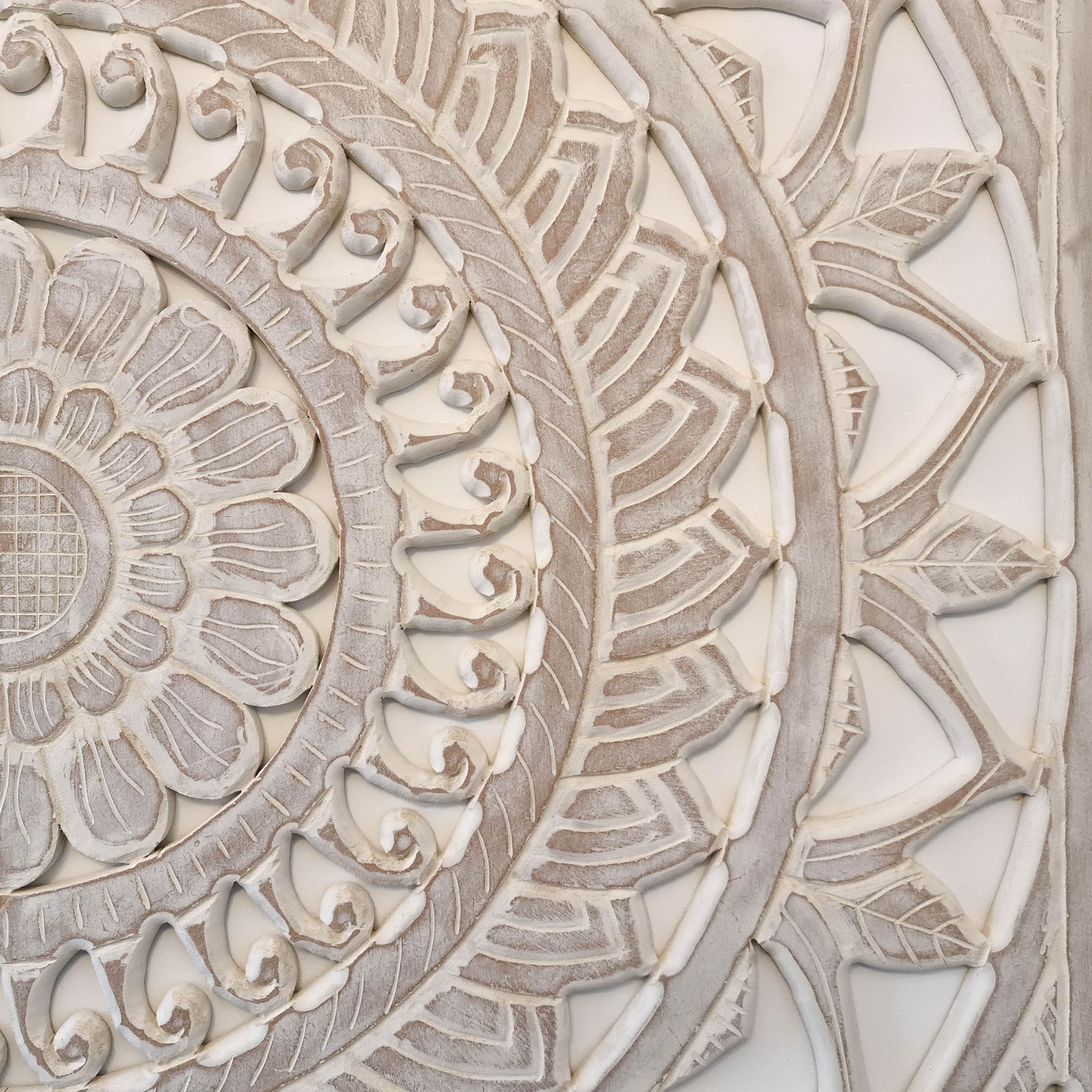 Hand Carved Wooden Wall Art - Large Headboard Decorative Mandala Panel Easternada